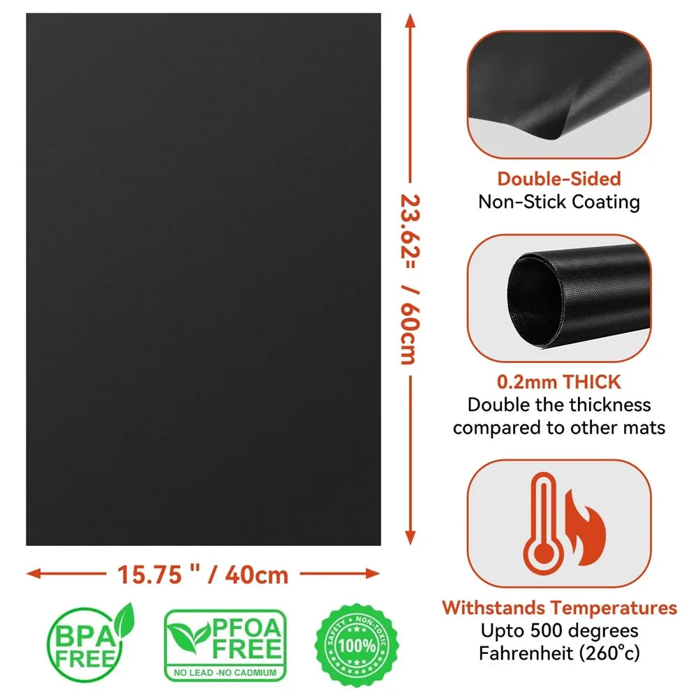 BBQ Mats Oven Bottom Liners Reusable Non-stick Baking Mats Outdoor Party Protective Mats Kitchen Tools Heat Resistant Grill Mats