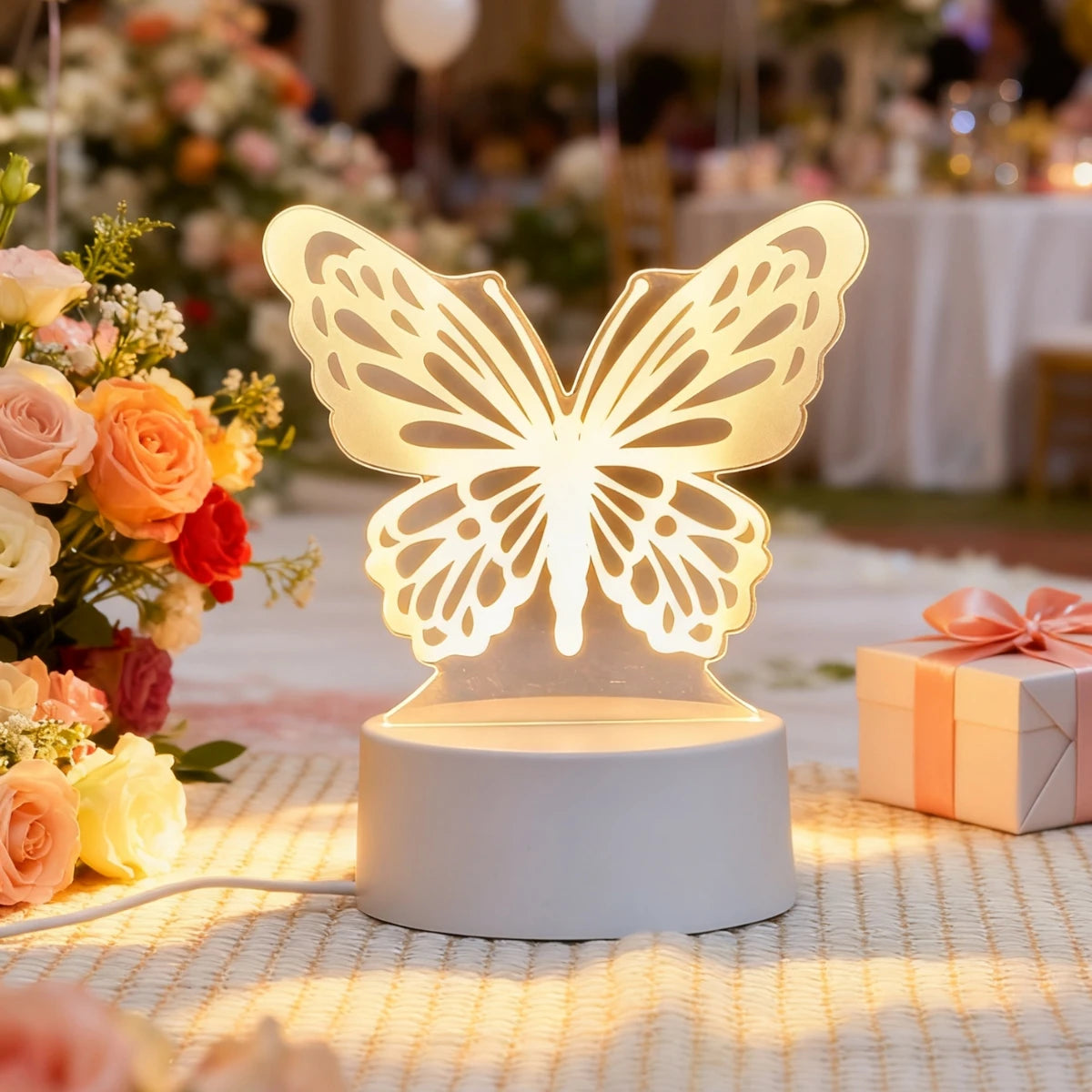 3D Dreamy Butterfly LED Night Light, USB Desktop Decorative Light, Suitable for Romantic Bedroom Decoration, Ideal Christmas Gif