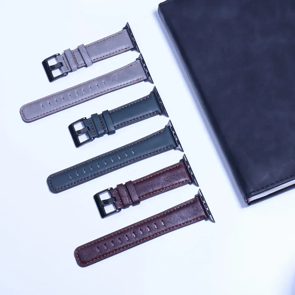 Leather Strap for Apple watch band 44mm 49/45mm 40/41 42 46mm belt Retro luxury Correas iWatch series 10 9 5 4 SE 6 7 8 ultra 2