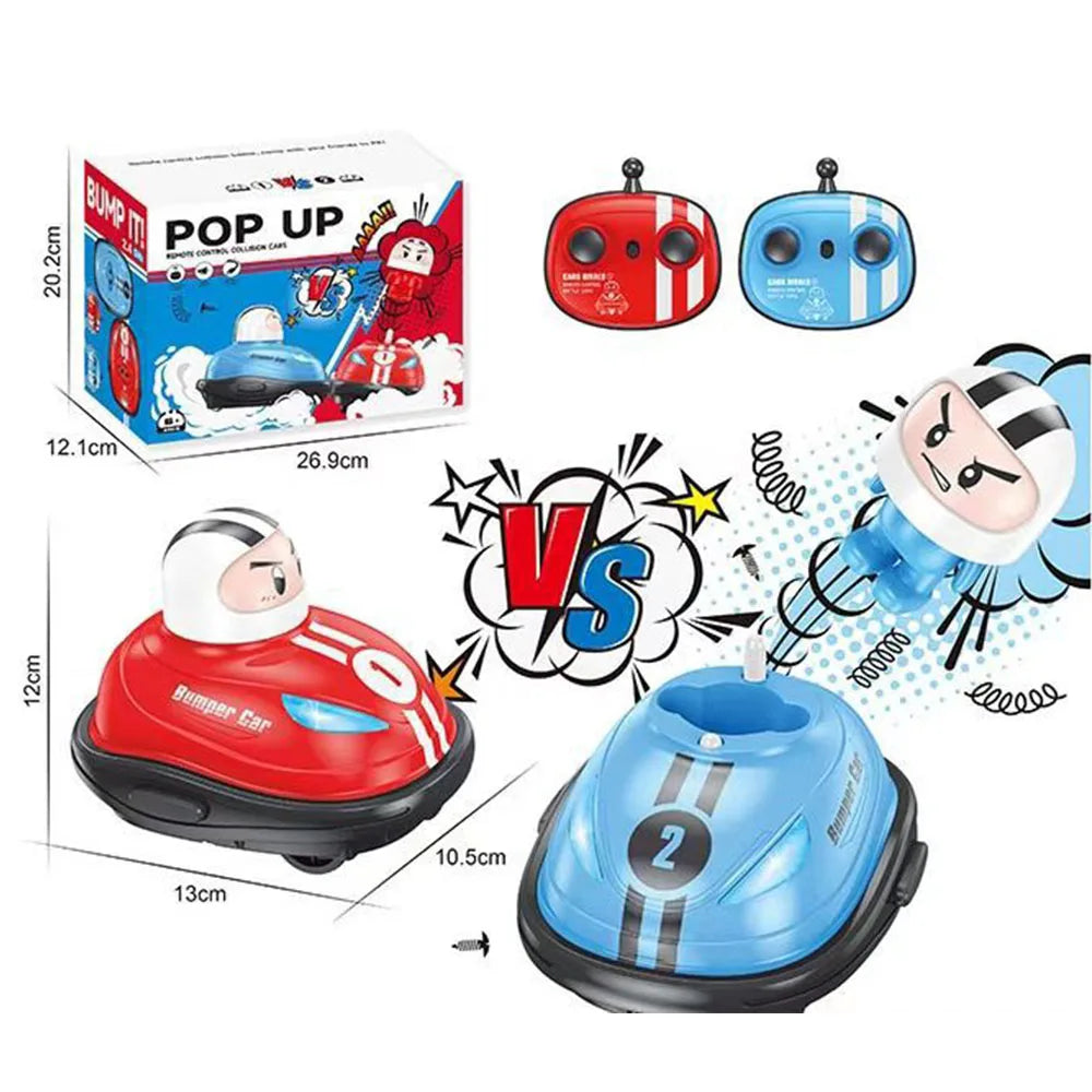 2025 RC Super Battle Bumper Car 2.4G Pop-up Doll Crash Bounce Ejection Light Children's Remote Control Toys Gift for Parenting