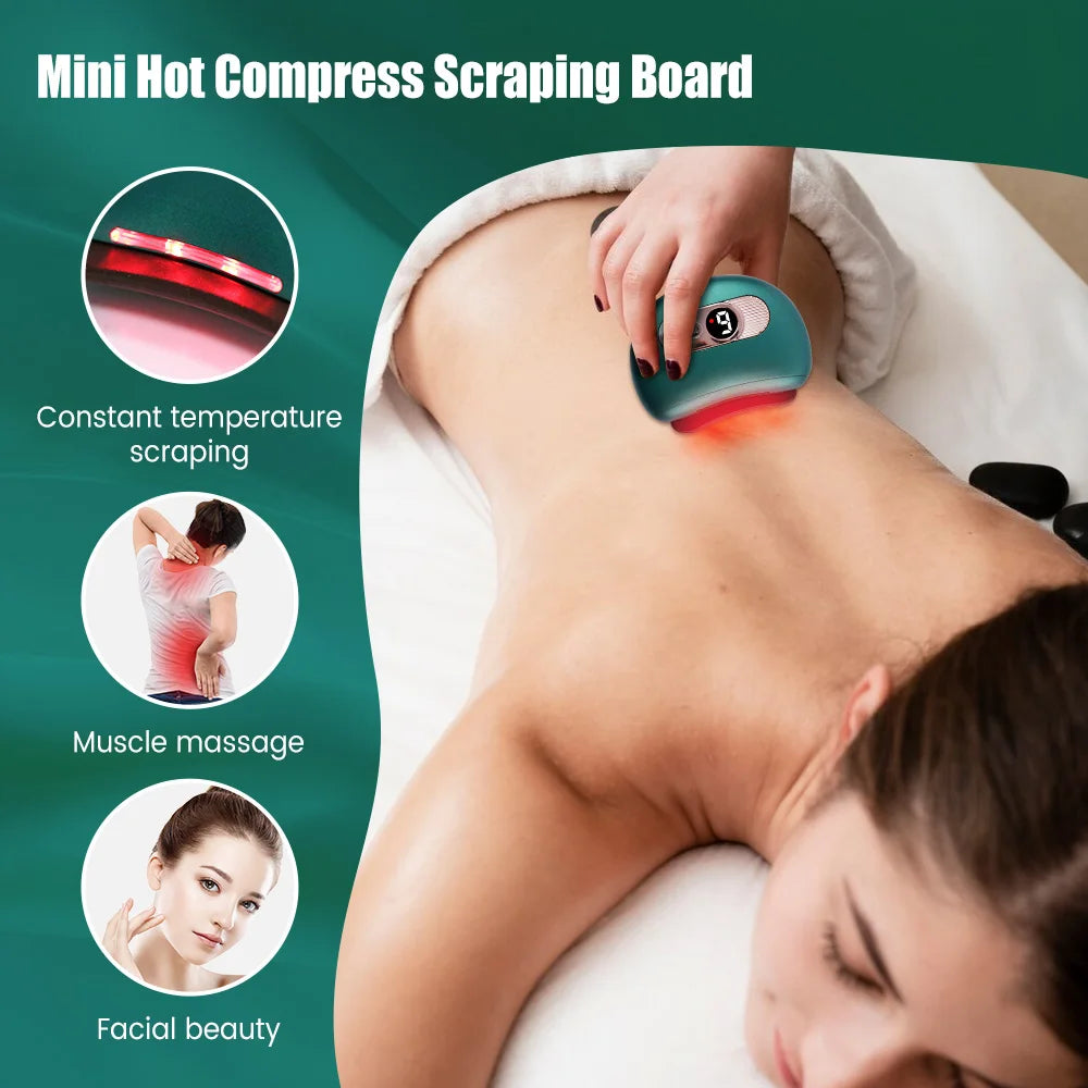 Electric Guasha Massager Body Scraping Heating Vibration Muscle Guasha Face Neck Eye Massage Knife Stone Gua Sha Gouache Scraper