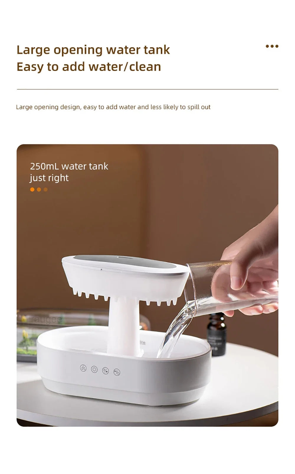 New Raindrop Air Humidifier Aroma Humidifier Colorful Atmosphere Light White Noise Music Essemtial Home Oil Fragrance Diffuser