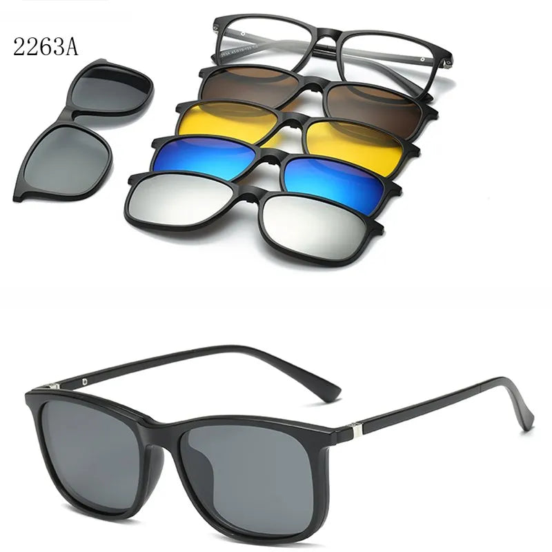 HJYFINO 5 lenes Magnet Sunglasses Clip Mirrored Clip on Sunglasses clip on glasses Polarization Clip Custom Prescription Myopia