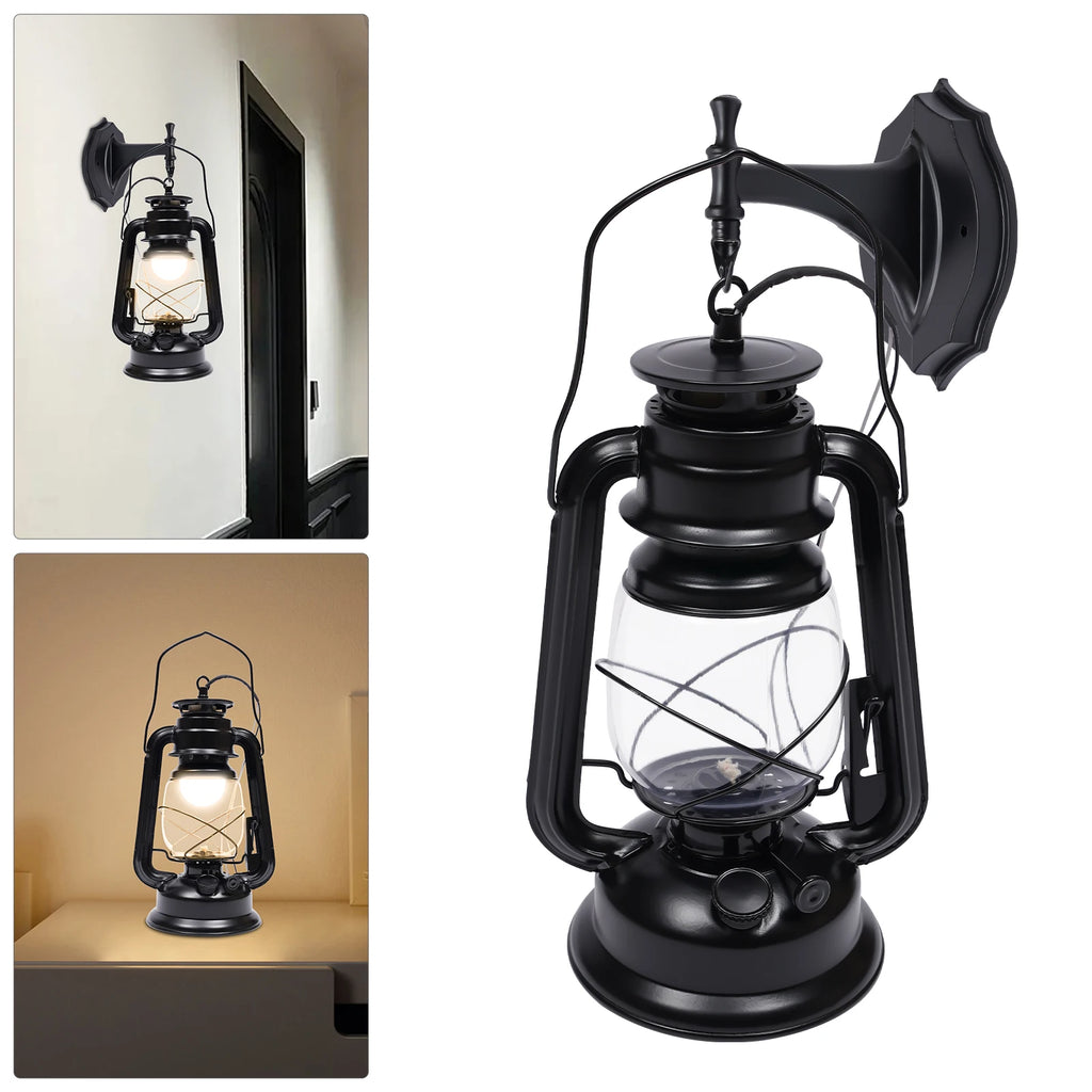 Wall Sconces Retro Antique Vintage Rustic Lantern Lamp Wall Sconce Light Fixture Farmhouse Wall Light for Hallway(Black 1 Pcs)