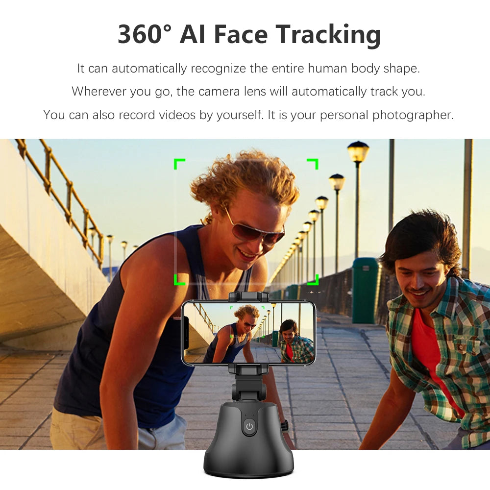 AI automatic face and body tracking phone holder/download APP, 360° rotating tracking tripod, intelligent shooting bracket