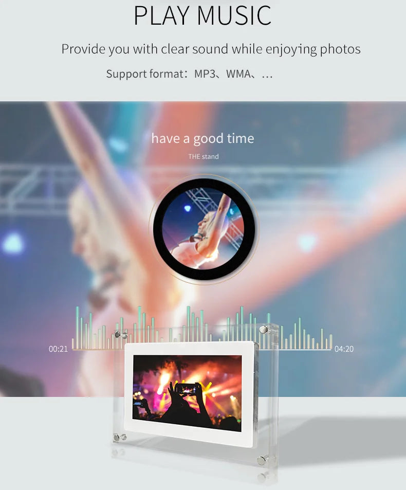 Acrylic Digital Photo Frame 5/7 Inchs 1000mAh Automatically rotate Display IPS Screen 4G Memory Battery Gravity Induction