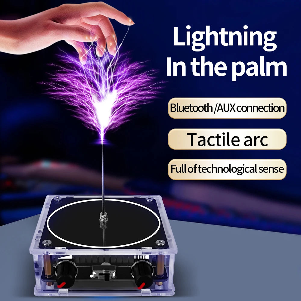 Music Tesla Coil Bluetooth/AUX Dual Mode Music Box Artificial Lightning Touchable Audio Input Bluetooth Science Experiments ﻿