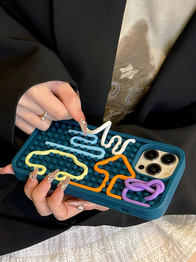 Funny Sensory Activity Board Silicone Decompression Phone Case For iPhone 16 15 14 13 12 11 17 Pro Max Soft Back Cover