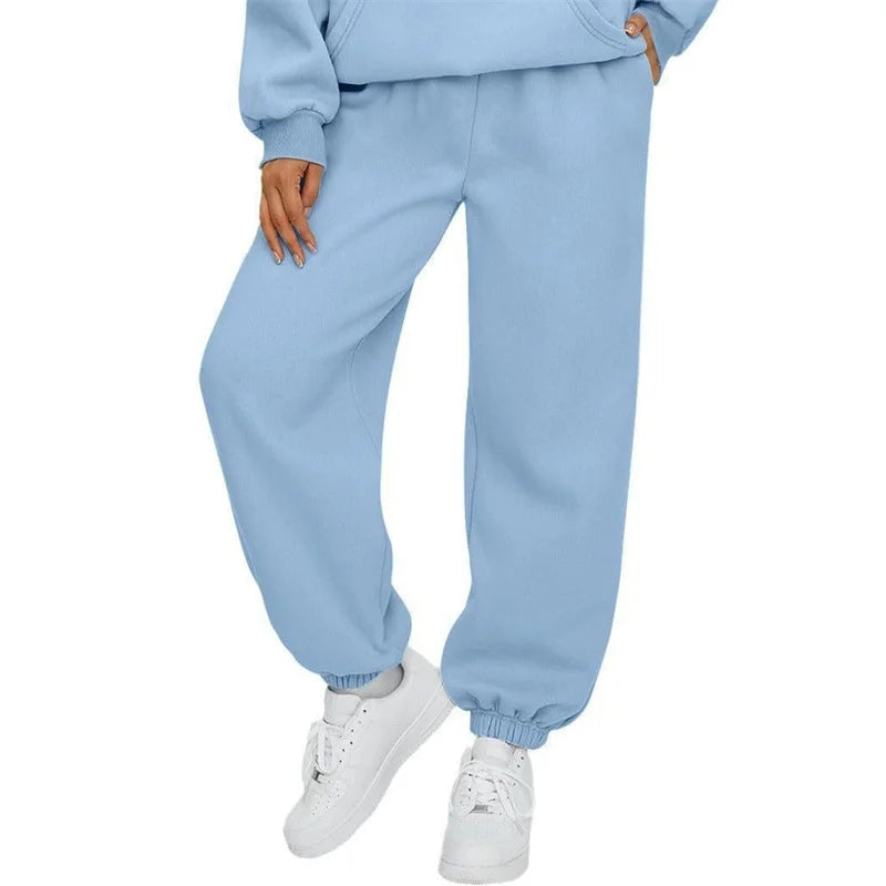 autumn winter Women's Pants Solid Color Sweatpants Daily casual Pants Women's Comfortable loose Drawstring Women's Trousers