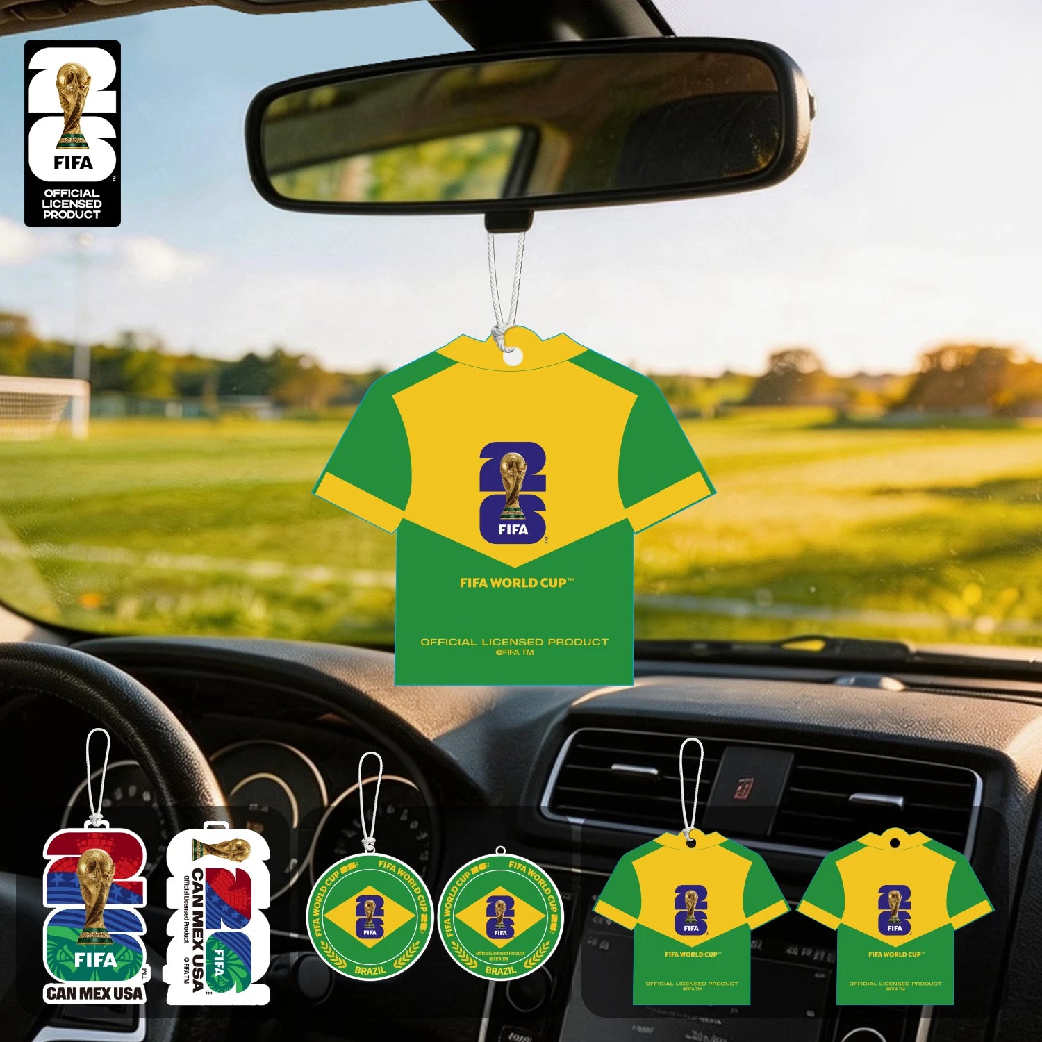 FIFA World Cup 2026 Official 3 Pack Car Air Freshener with Trophy Mascot & Host City Design, Long Lasting Scent for Car & Home