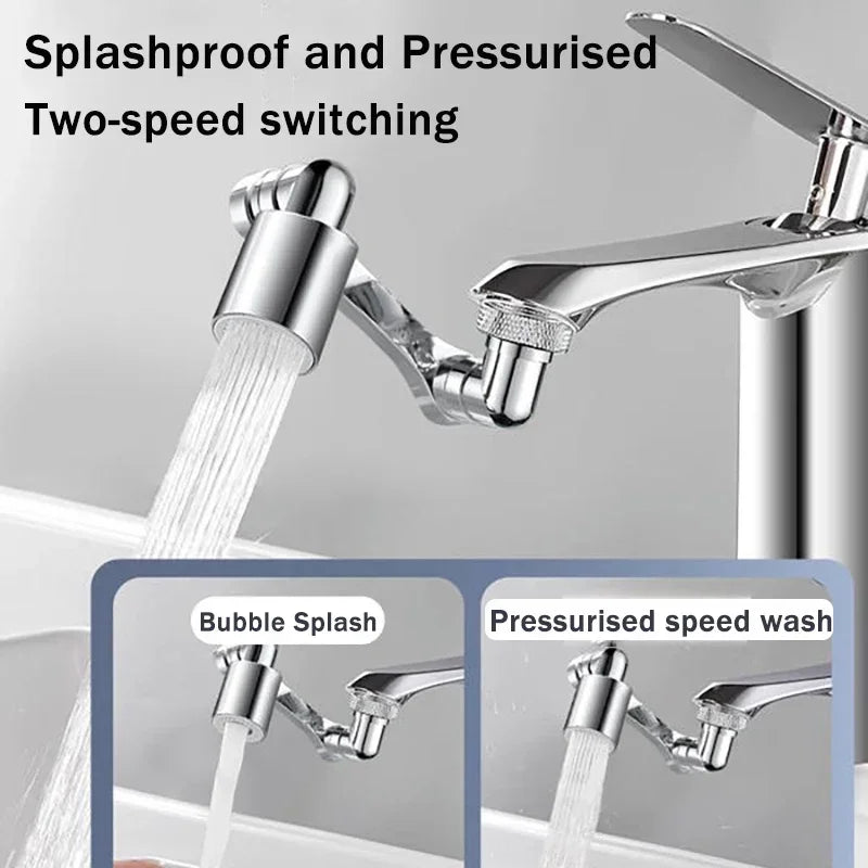 2Pcs Universal 1080° Rotation Faucet Extender Washbasin Robot Arm Tap Dual Mode Sprayer Head Bathroom Splash Proof Swivel Faucet