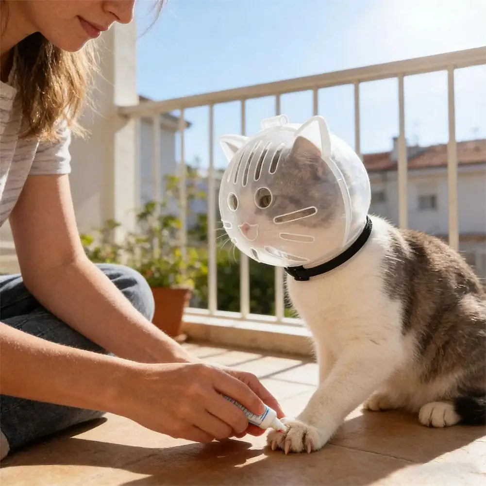 Cat Muzzle Anti-Bite Breathable Cat Grooming Supplies Grooming Mask Bath Grooming Anti-Licking Protective Space Hood