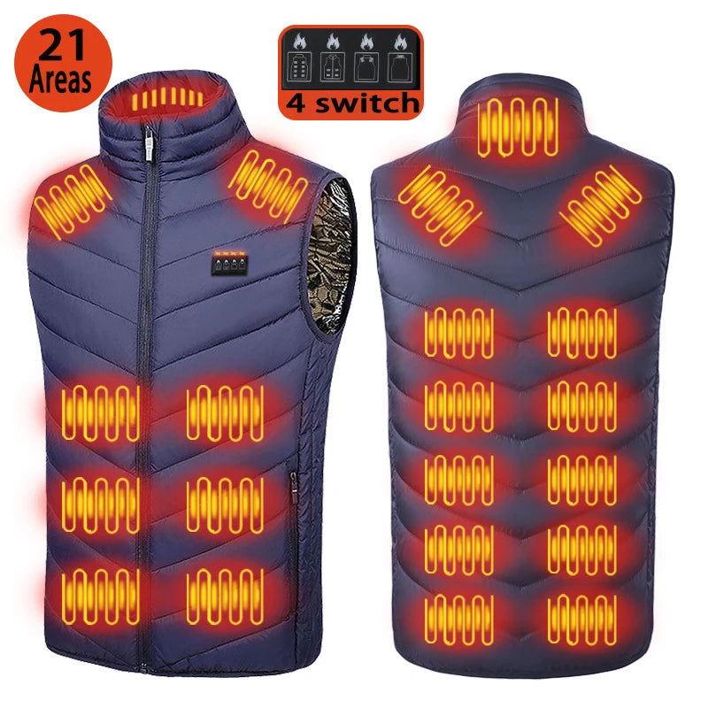 TODWARM Heating Vest Blue Men's Jacket Heated Winter Women's Heated Jacket Thermal Vest Warmer Outdoor Sports Jacket