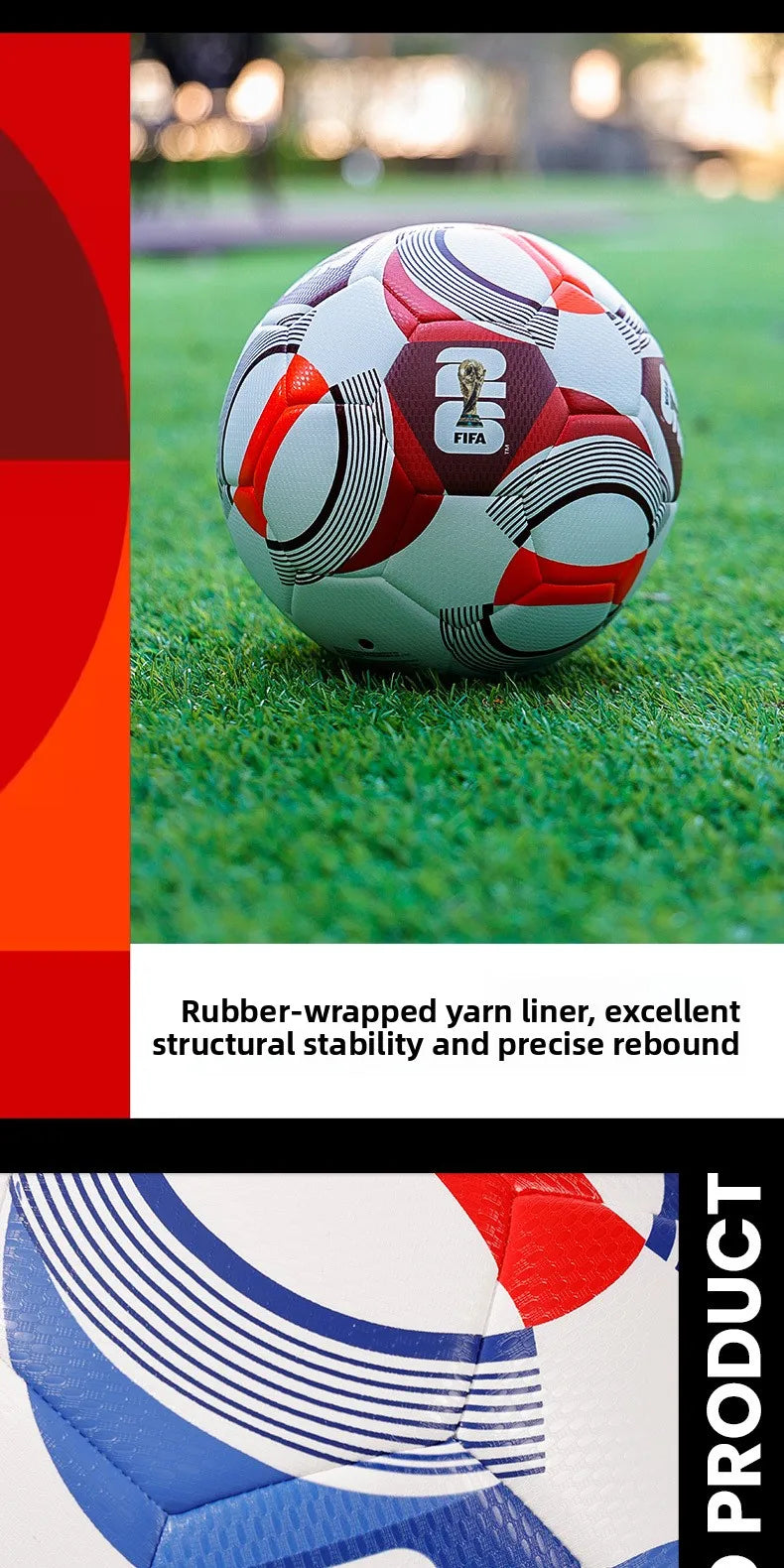 FIFA 2026 World Cup USA Canada Mexico Size 5 Soccer Ball Official Match Training for Adults Youth Students Wear-Resistant PU