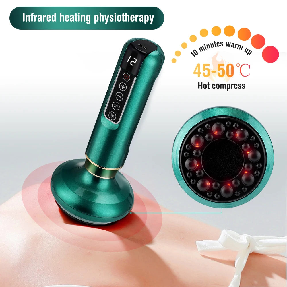 12/6 Levels Intelligent Vacuum Cupping Massager Negative Pressure Heating Wireless Scraping Apparatus Dredge Meridian Relax