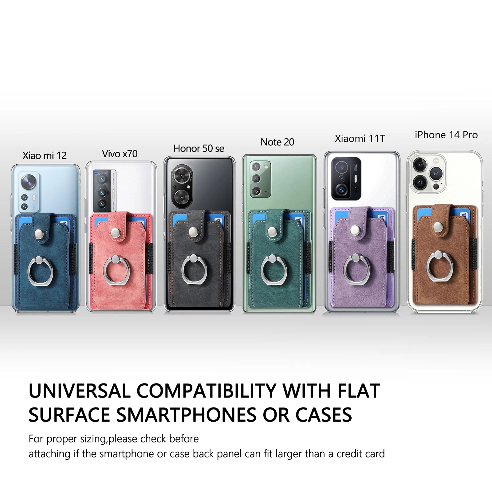 Phone Holder Wallet Case Card Slot Holder PU Leather Back Sticker Adhesives With Ring Stand For Mobile Phone iPhone Samsung