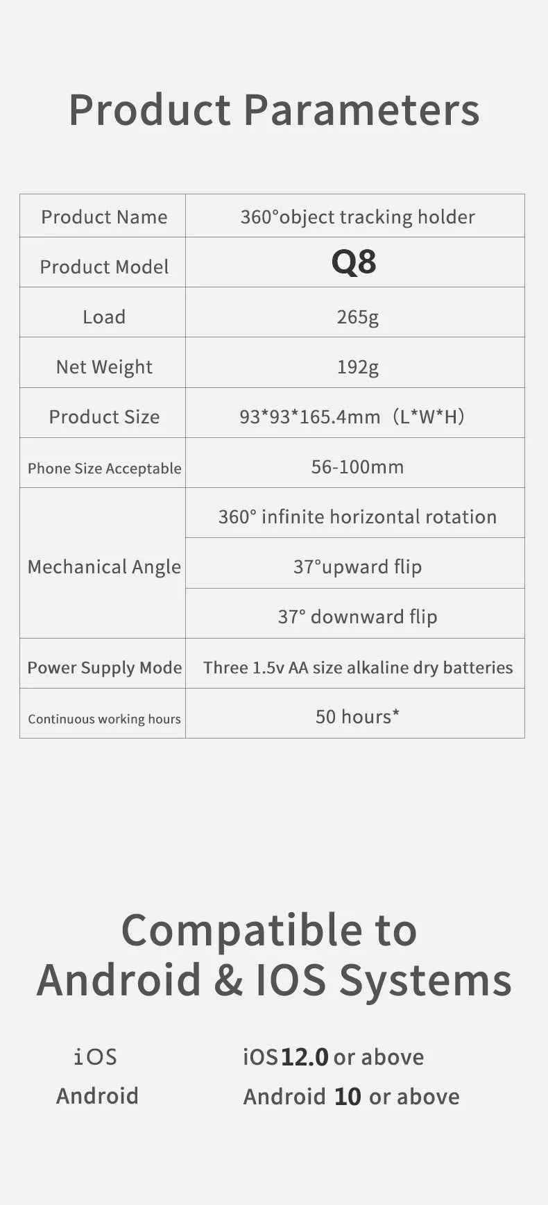 AI automatic face and body tracking phone holder/download APP, 360° rotating tracking tripod, intelligent shooting bracket