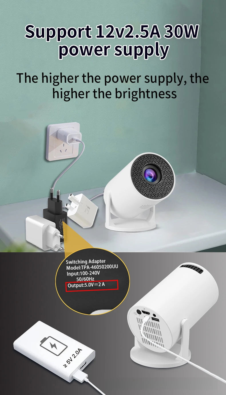 HY300 Mini portable 4k projector 1080P android Smart home  movie theater projectors bluetooth and wifi