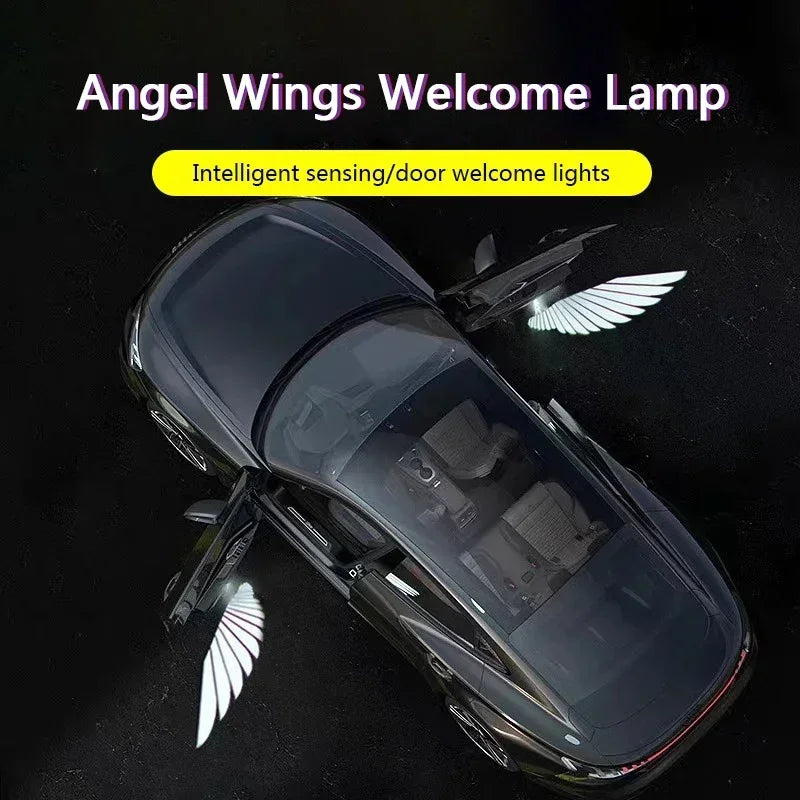 2Pcs Car Angel Wings Wireless Car Door Welcome Courtesy Shadow Projector Lamp LED HD Logo Light Cars Accessories