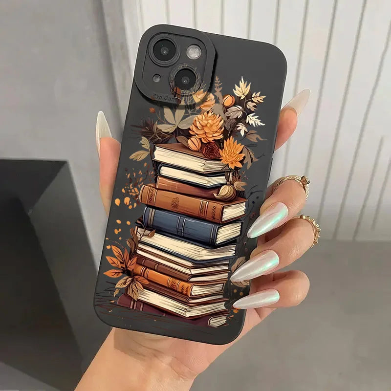 Creative Beautiful Book Pattern Phone Case For iPhone 11 12 13 14 15 16 17 Air Pro Max 16E 7 8 Plus X XR XS SE2 Shockproof Cover