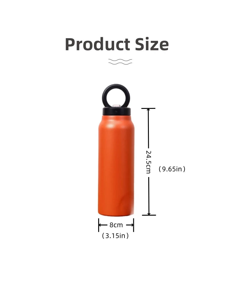 24 Oz Insulated Stainless Steel Sports Water Bottle With Straw Outdoor Insulated Water Mug With Magnetic Phone Holder Thermos