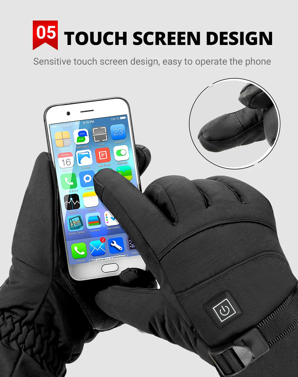 HEROBIKER Motorcycle Gloves Waterproof Heated Guantes Moto Touch Screen Battery Powered Motorbike Racing Riding Gloves Winter##