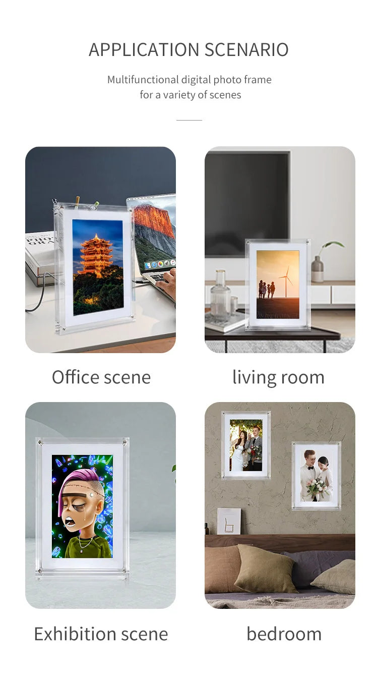 Acrylic Digital Photo Frame 5/7 Inchs 1000mAh Automatically rotate Display IPS Screen 4G Memory Battery Gravity Induction