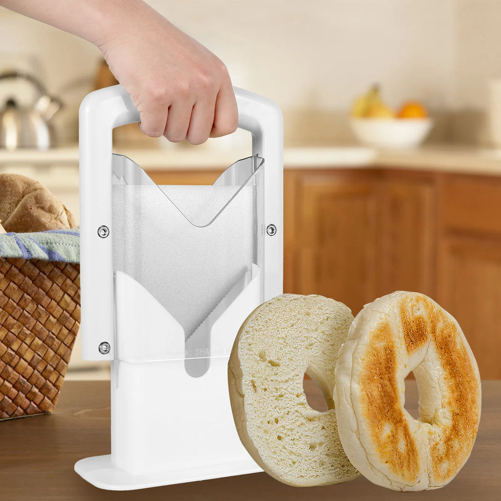 Bagel Cutter Slicer with Safety Handle Stainless Steel Handheld Bread  Precision Cutter Portable Muffin Slicer Kitchen Gadgets