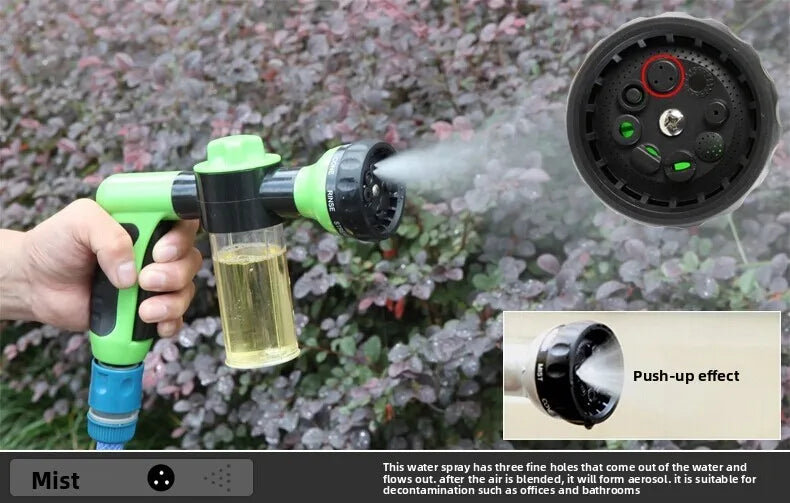 Multifunctional  Adjustable Mode Water Guns Nozzle Hose Washer Garten Watering Jet Sprayer with Foam Container Fertilizer Tools