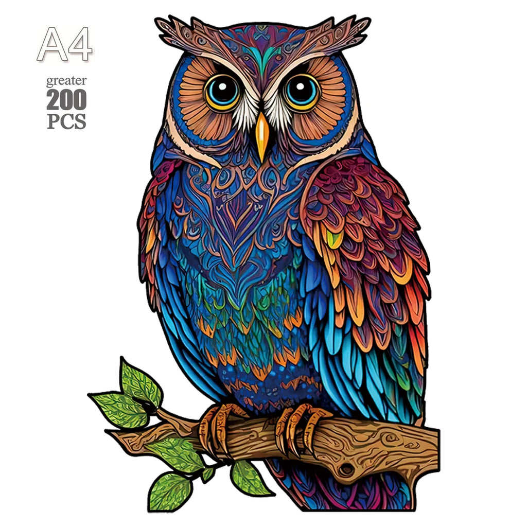Owl Wooden Animal Puzzle DIY Crafts Brain Trainer Puzzles Game for Kids Adult Educational Wood Toy Gift Medium Difficulty Jigsaw
