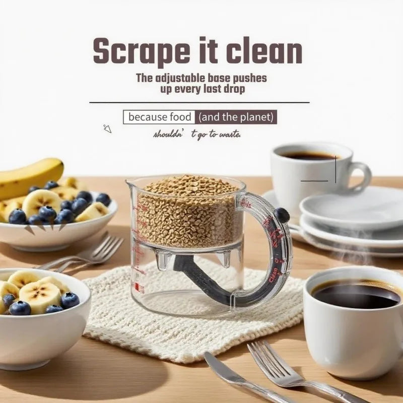 Adjustable Measuring Cup Multi-Functional Measuring Cup with Scraper-Style Seal Base Measurings Cube Cups for Cooking Kitchen