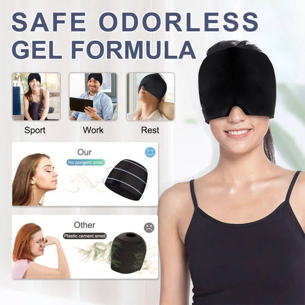 Gel Cold Compress Eye Mask Migraine Relief Cold Compress Therapy Cap Head Wrap Pack Eye Mask For Pressure Relieve Pain Ice Hat