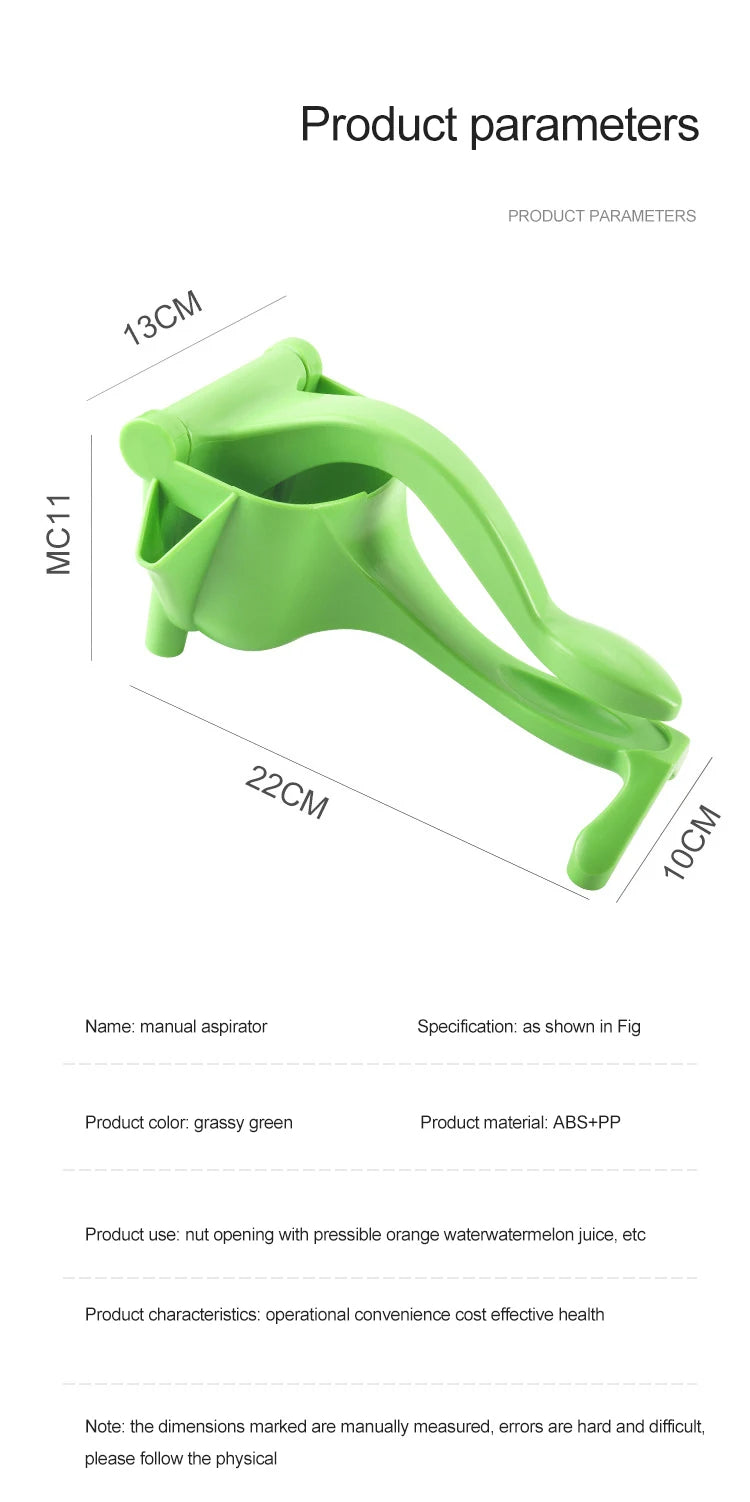 1pc Green Multifunctional Juicer Handheld Non-electric Lemon Squeezer Fruit Vegetable Small Juicer Manual Juicer