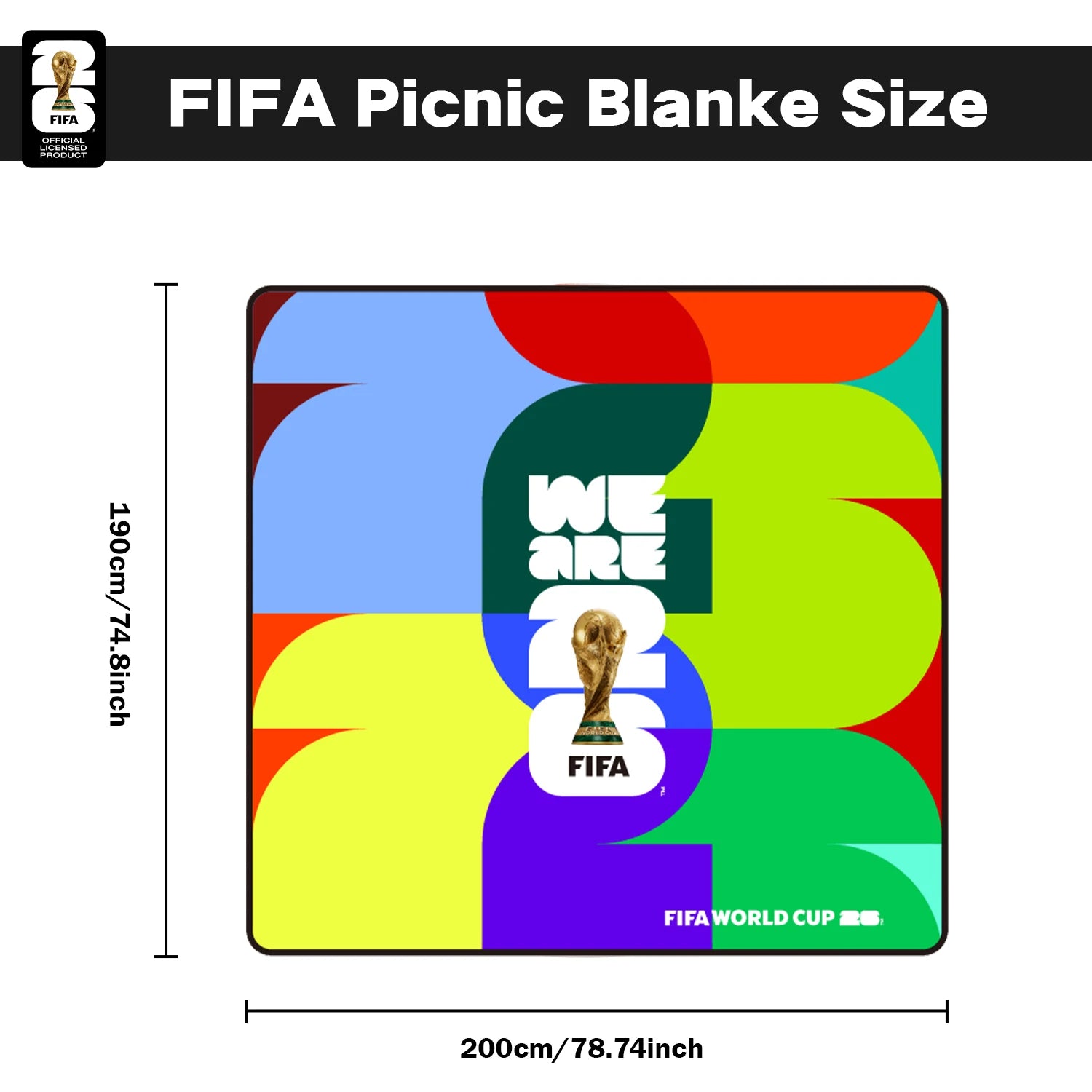 FIFA WORLD CUP 2026 Official Picnic Mat, Extra Large Foldable Outdoor Blankets FIFA Picnic Mat for Beach,Soccer Fan Camping Gift