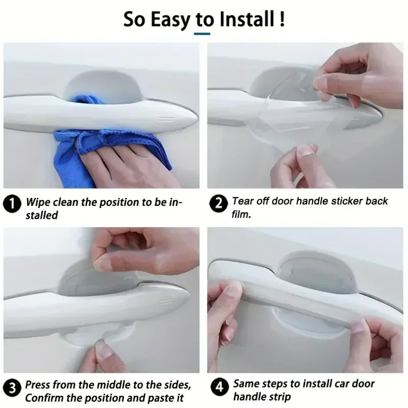 8Pcs Car Door Bowl Anti-scratch Sticker Clear Door Bowl Handle Protection Sticker Paint Surface Film Car Accessories