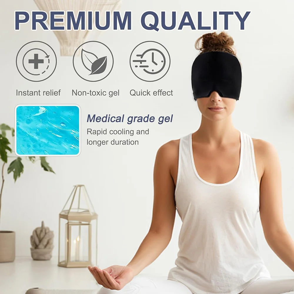 Gel Cold Compress Eye Mask Migraine Relief Cold Compress Therapy Cap Head Wrap Pack Eye Mask For Pressure Relieve Pain Ice Hat