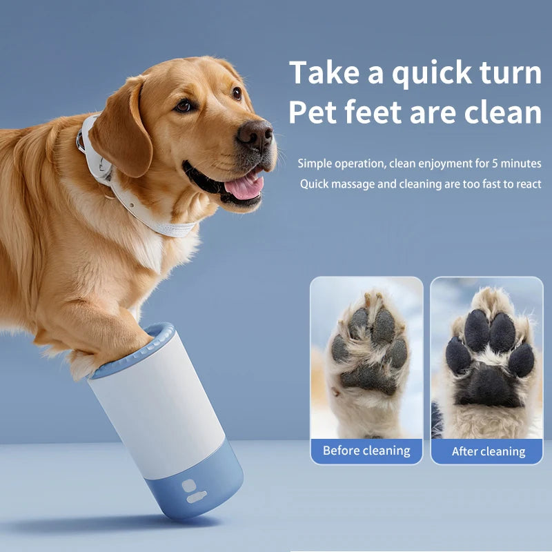 Pet Paw Cleaner Cup Automatic Dog Foot Washer with 360° Rotating Silicone Brush Portable Cleaning Tool for Bathing & Grooming