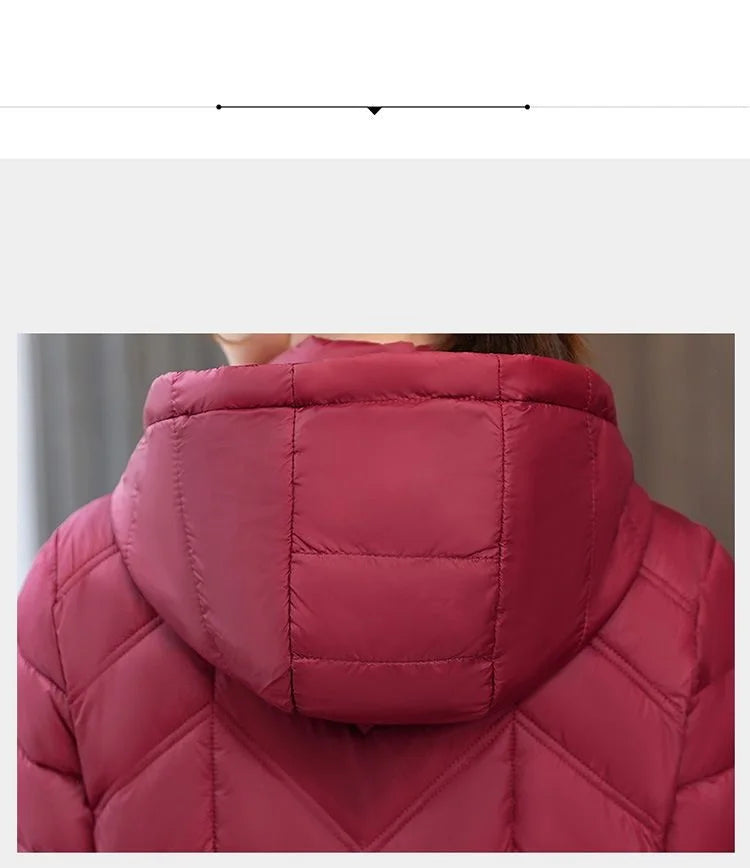 2025 NEW Winter Hooded Down Jacket 5XL Women's Warm Parka Fashion Down Cotton Women Long Coat Slim Temperament Female Overcoat