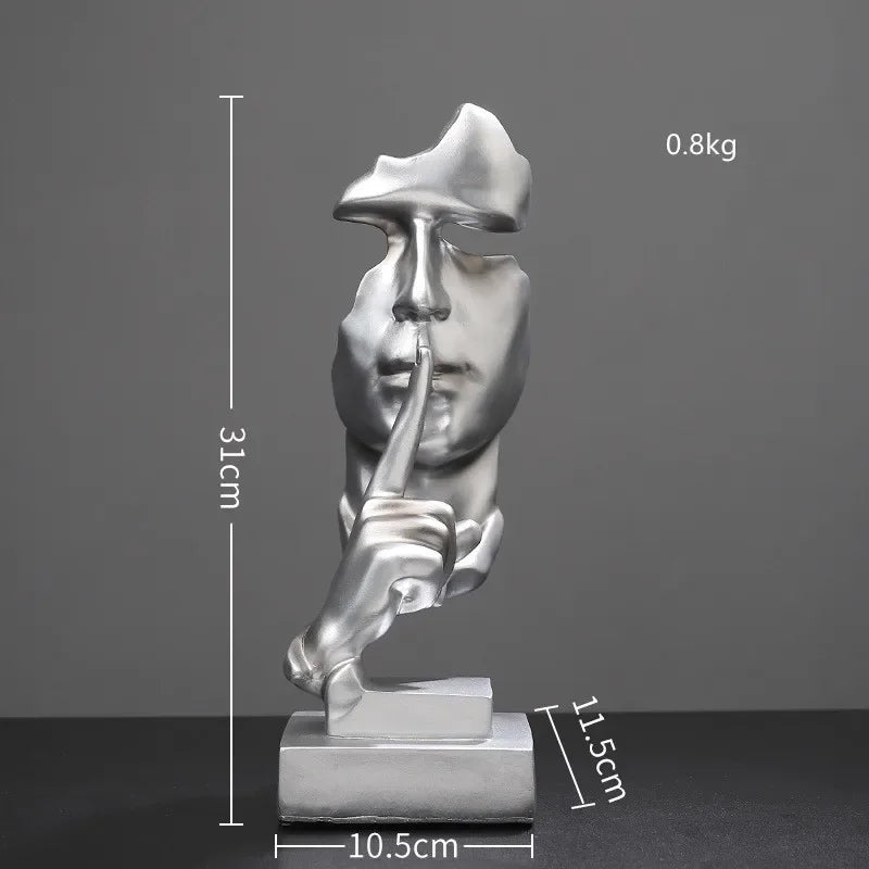 Accessories for home decoration silence is Gold statue for decoration statue of human face sculpture abstract African decoration