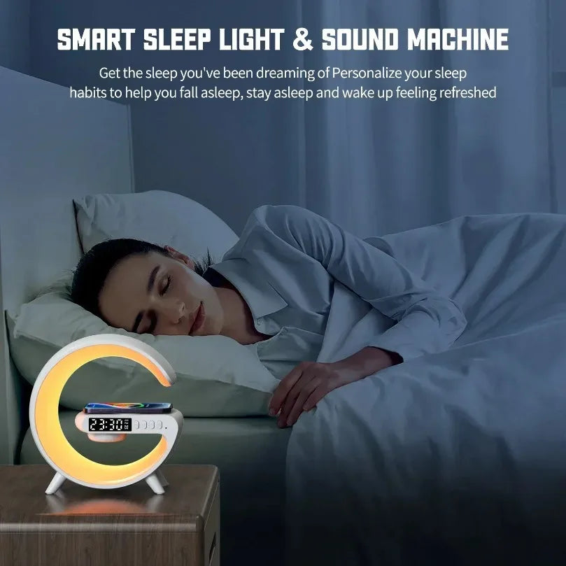 Multifunction Wireless Charger Pad Stand Speaker TF RGB Night Light Fast Charging Station for iPhone 16 15 Samsung Xiaomi Huawei