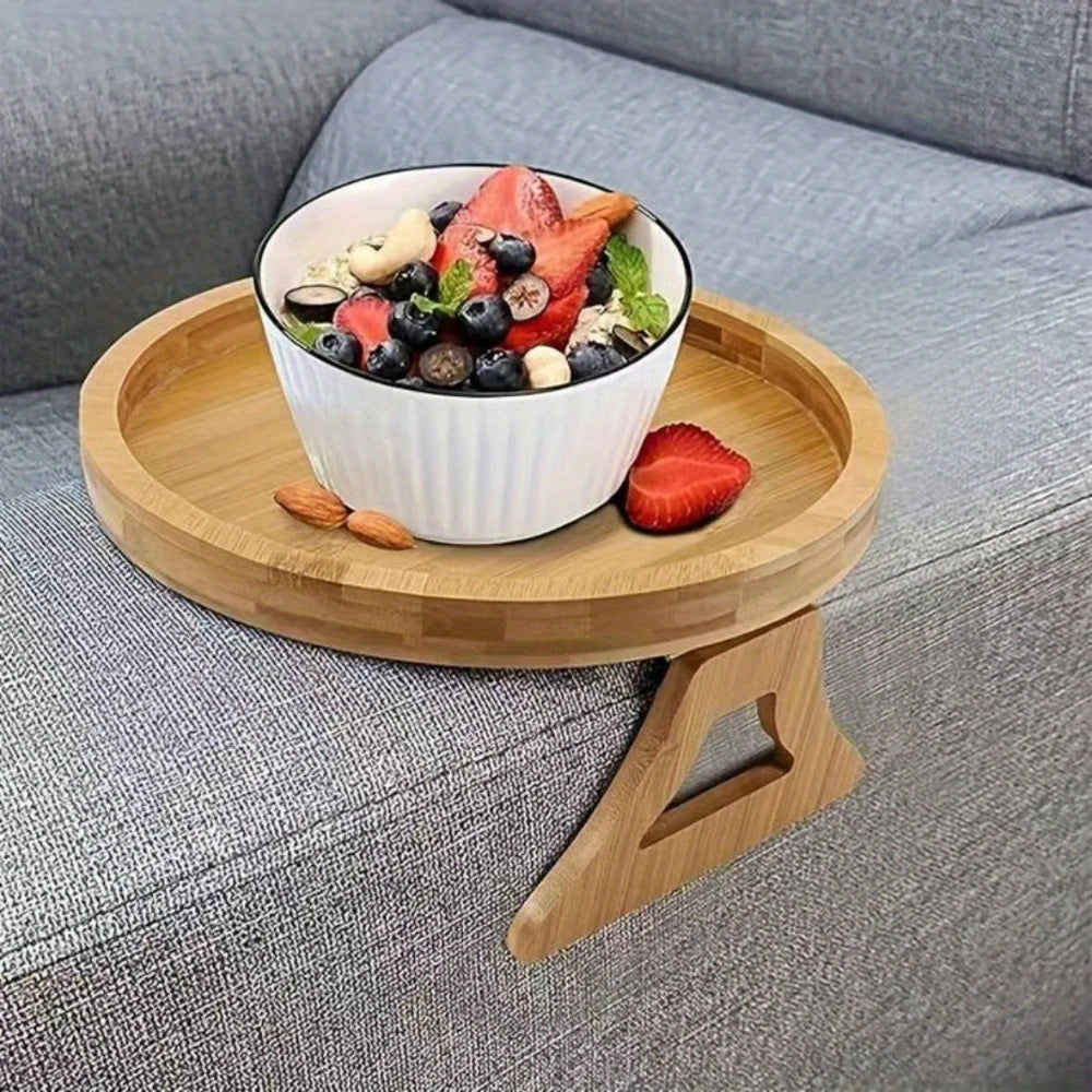 2026 Sofa Tray Table Sofa Armrest Clip-On Tray Natural Wooden Sofa Tray Practical TV Snack Tray for Remote Control Coffee Snacks