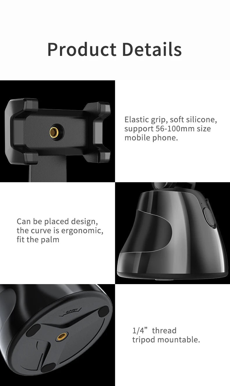 AI automatic face and body tracking phone holder/download APP, 360° rotating tracking tripod, intelligent shooting bracket