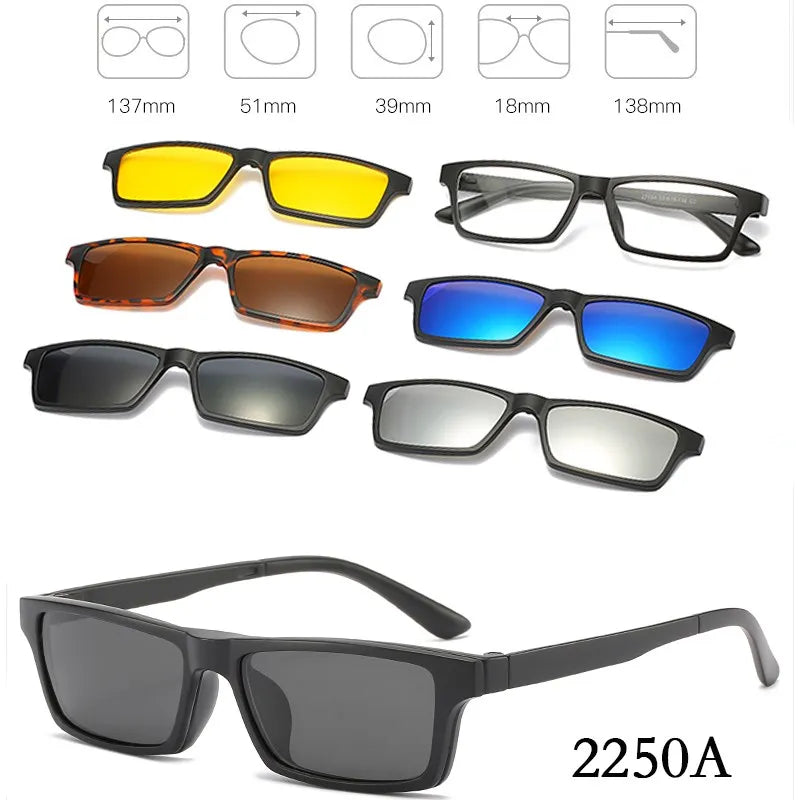 HJYFINO 5 lenes Magnet Sunglasses Clip Mirrored Clip on Sunglasses clip on glasses Polarization Clip Custom Prescription Myopia