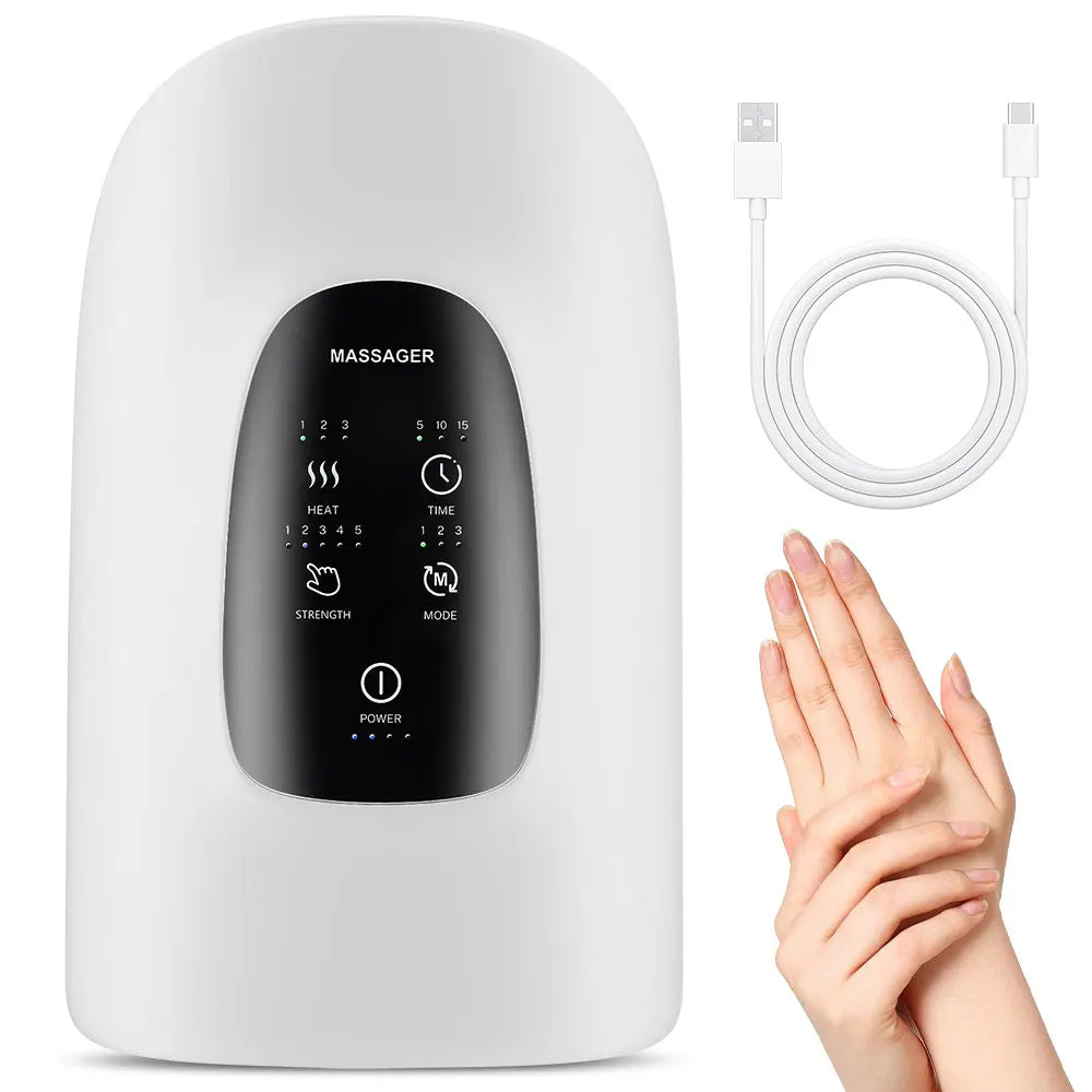 Electric Hand Massager with 5 Levels Air Compression Heat Palm Finger Massage Machine for Arthritis Finger Numbness Hand Relax