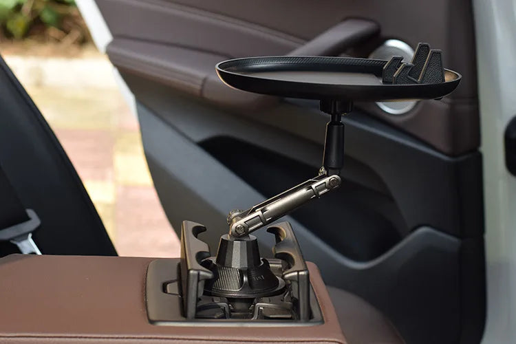 360° Adjustable Car Cup Holder Tray & Phone Mount Expander For Car, Portable Tray Table,Food Storage Rack, Coffee Table,