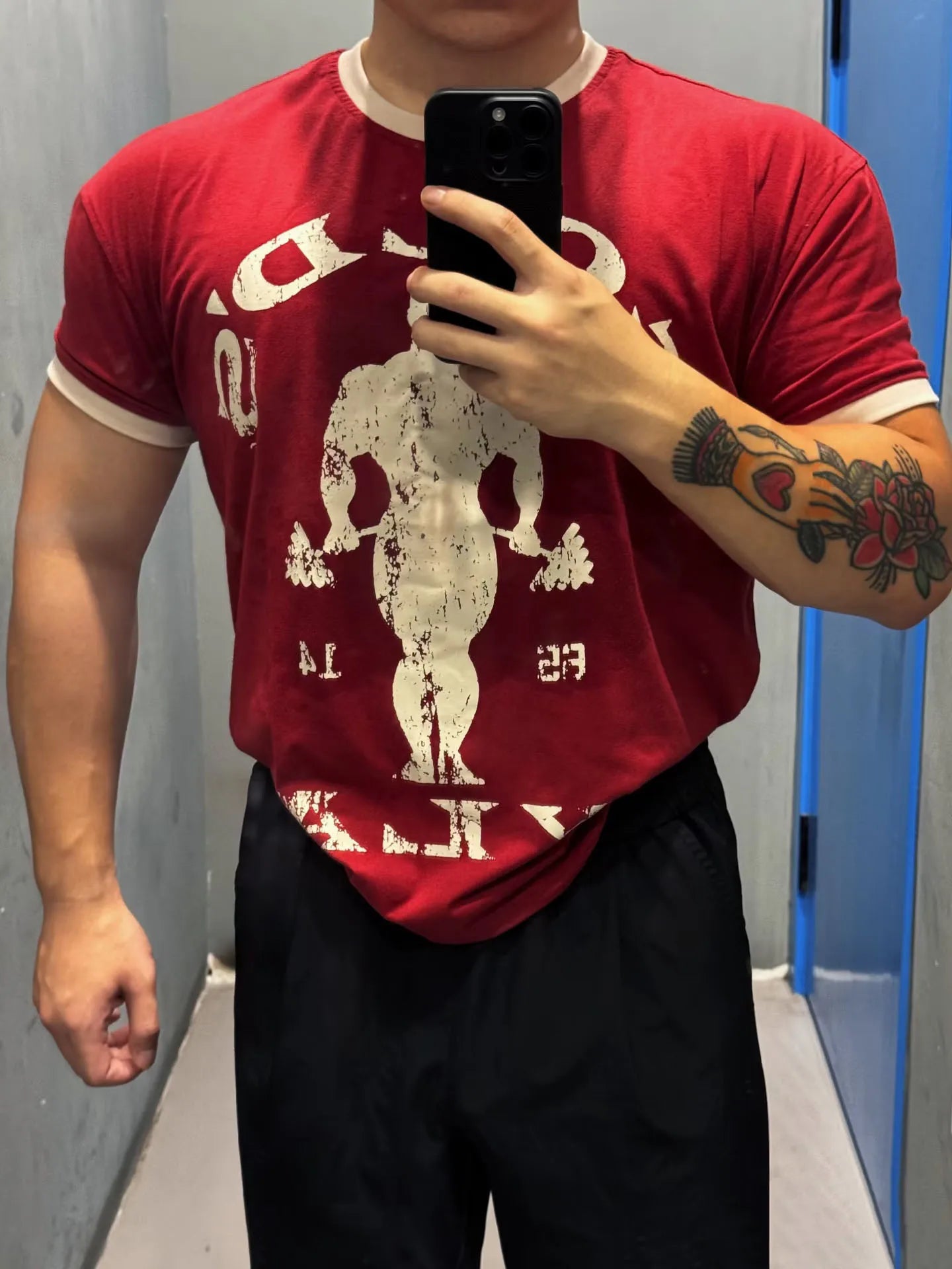 Outdoor Running Training Exercise 2026 Summer Fitness Men's Short Sleeved Quick Action Breathable Cotton Printed Gym Top