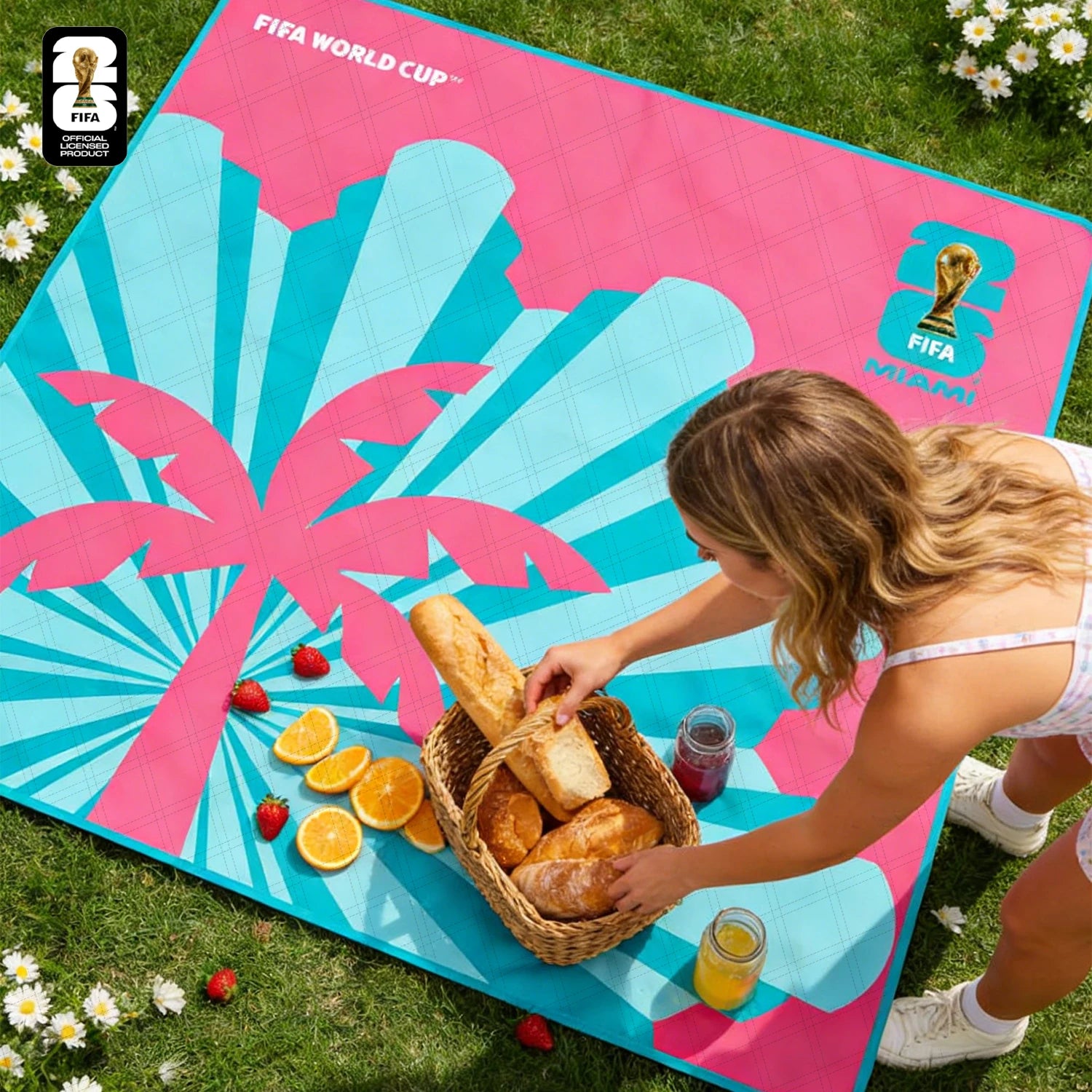 FIFA WORLD CUP 2026 Official Picnic Mat, Extra Large Foldable Outdoor Blankets FIFA Picnic Mat for Beach,Soccer Fan Camping Gift
