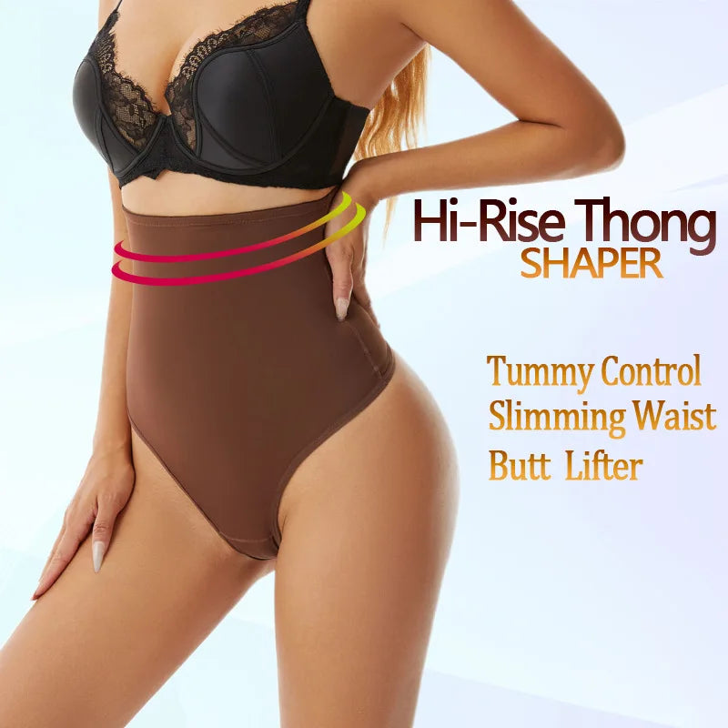 Cross-border Women's High Waist ThongT-back Tummy Control Panties with Non-slip Waistband Strong Waist Cinching and shaper