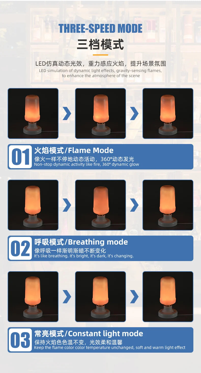 E27 LED Dynamic flame effect light bulbs Multiple mode Creative corn lamp Decorative lightFor bar hotel restaurant party