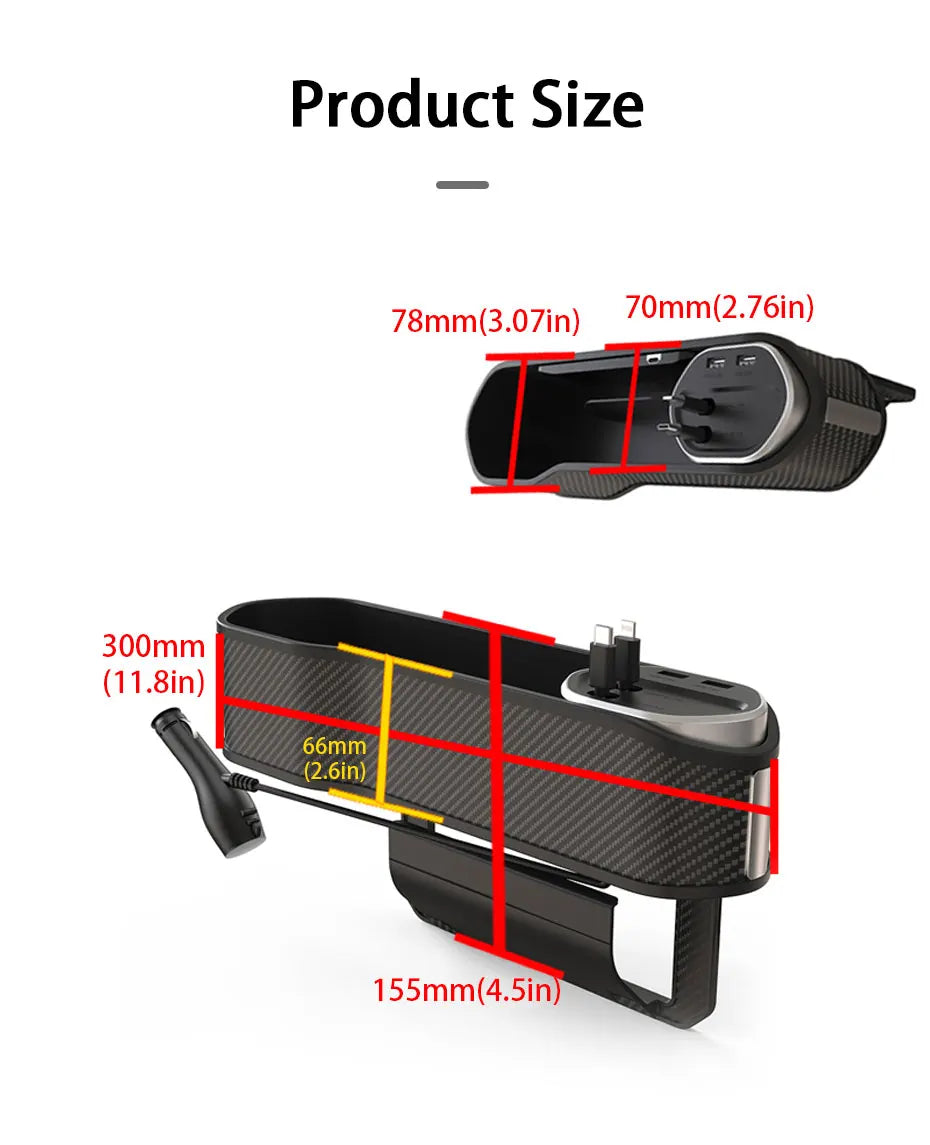 SEAMETAL Car Seat Gap Filler Organizer With Cup Holder Front Seat Console Side Pocket With Wireless Charging,Type-C,Lightning